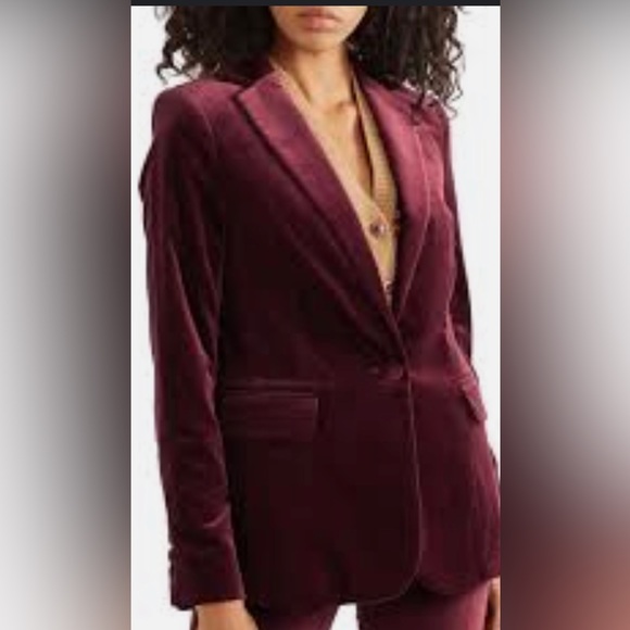 Frame Classic Velvet Burgundy Single Breasted Blazer - Picture 2 of 2